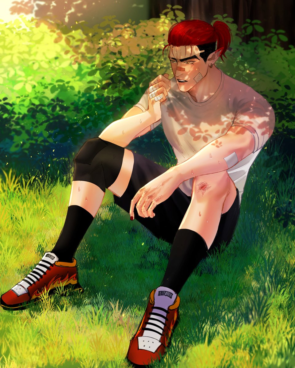 fudo_ELN's tweet photo. [คาบพละ (วันอังคาร)]

/วิ่งเสร็จแล้วมานั่งพักใต้ต้นไม้ สภาพสะบักสะบอมไม่น้อย ไม่น่าจะใช่เพราะวิ่งนะ? https://t.co/a0xuDUxlnB