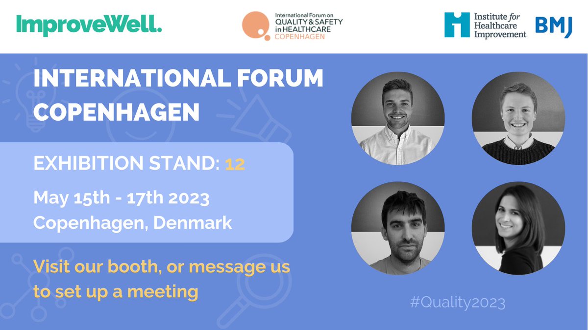 ImproveWell (@improvewelluk) on Twitter photo Come and meet the team at <a href="/QualityForum/">Quality Forum</a> 2023 π
Lara (<a href="/ImproveWellCEO/">Lara Mott</a>) Alex (@alex_milton93), Ben (<a href="/ImproveWellBen/">Ben Russell</a>), and James (<a href="/JamesWolfenden2/">James Wolfenden</a>) will be at stand 12!
DM us to book a meeting π₯
#EngageToImprove #QITwitter #Quality2023 #Copenhagen Come and meet the team at <a href="/QualityForum/">Quality Forum</a> 2023 π
Lara (<a href="/ImproveWellCEO/">Lara Mott</a>) Alex (@alex_milton93), Ben (<a href="/ImproveWellBen/">Ben Russell</a>), and James (<a href="/JamesWolfenden2/">James Wolfenden</a>) will be at stand 12!
DM us to book a meeting π₯
#EngageToImprove #QITwitter #Quality2023 #Copenhagen