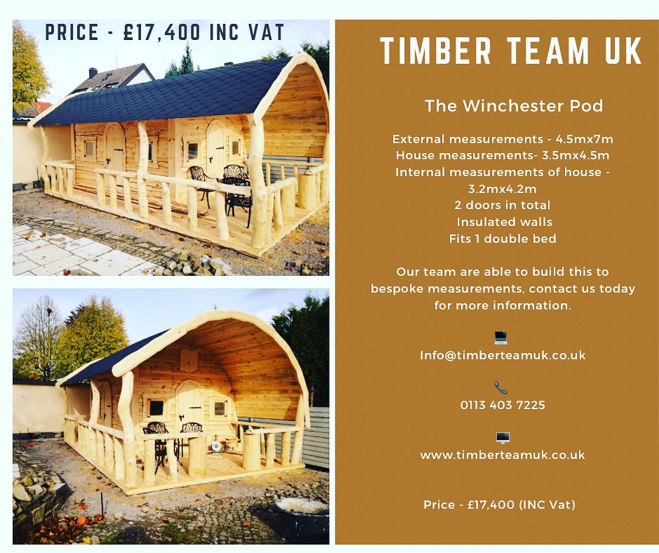 Experience the ultimate in glamping luxury with Timber Team UK's Winchester pod! Handmade with plenty of space to relax and a beautiful outdoor decking area. Don't miss out - order yours today! #Glamping #LuxuryLiving #HandmadePod #TimberTeamUK