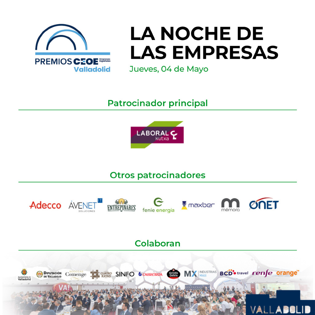 fenieenergia's tweet photo. La @CEOEValladolid celebra mañana #LaNocheDeLasEmpresas, que cuenta con el apoyo de #FeníeEnergía 💚

Se trata de una gala que reconoce el esfuerzo de las #compañías que crean empleo, generan prosperidad en #Valladolid y favorecen la atracción de inversiones.

#CEOEValladolid https://t.co/2YN4XelGBQ