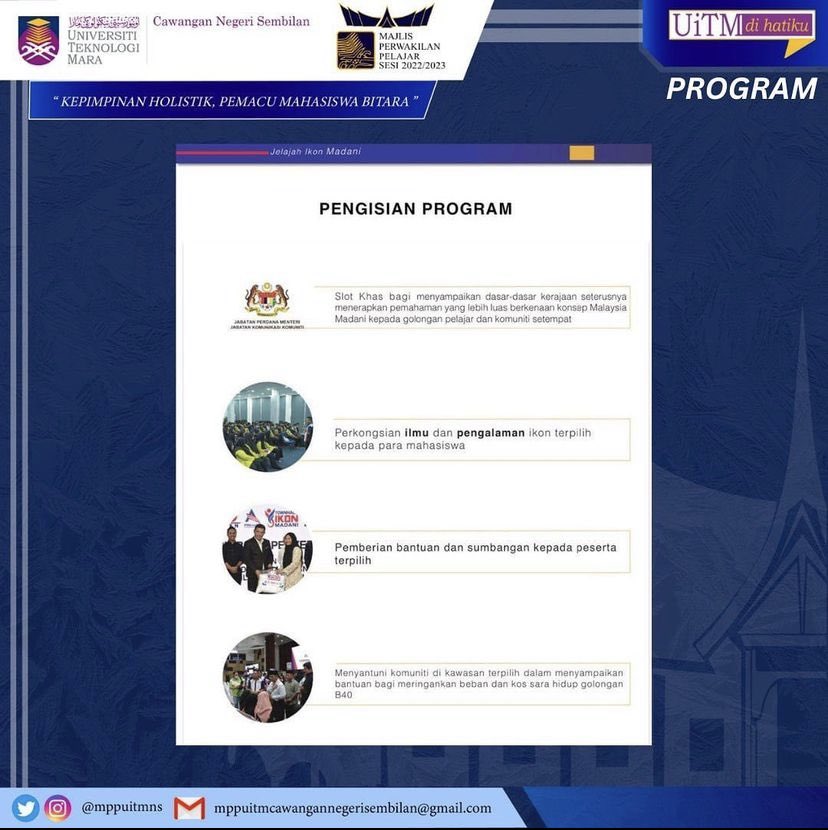 mppuitmns's tweet photo. Assalamualaikum wbt,
Salam Sejahtera, Salam UiTM DiHatiku, Salam Malaysia MADANI.
ISNIN 1 1 MEI 2023 | PROGRAM
PROGRAM TOWNHALL JELAJAH IKON MADANI
Merujuk perkara di atas, https://t.co/iasninnGLT