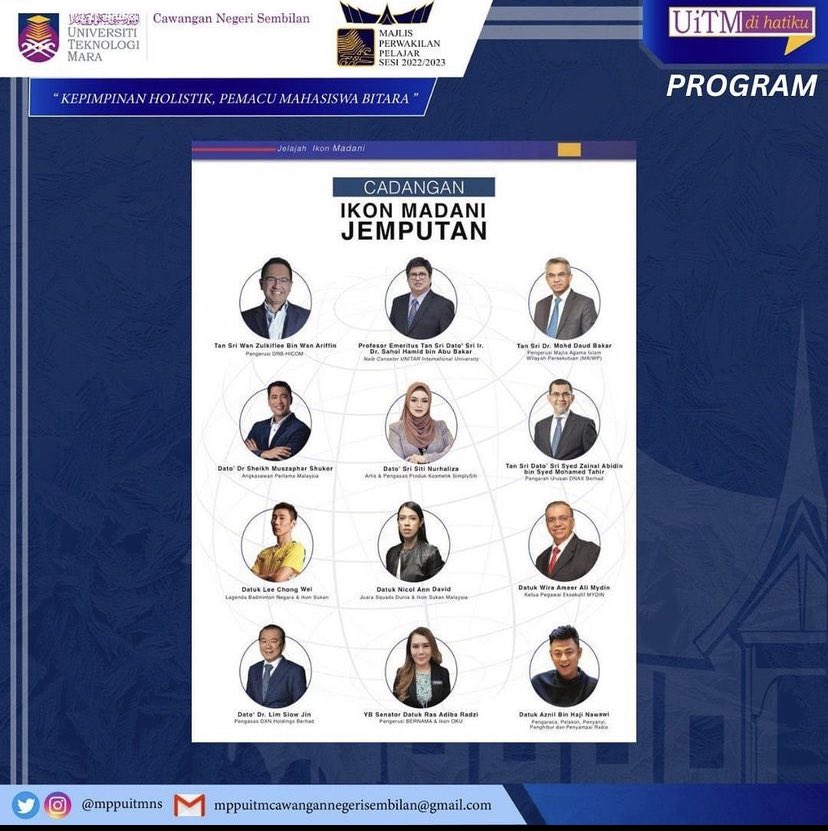 mppuitmns's tweet photo. Assalamualaikum wbt,
Salam Sejahtera, Salam UiTM DiHatiku, Salam Malaysia MADANI.
ISNIN 1 1 MEI 2023 | PROGRAM
PROGRAM TOWNHALL JELAJAH IKON MADANI
Merujuk perkara di atas, https://t.co/iasninnGLT