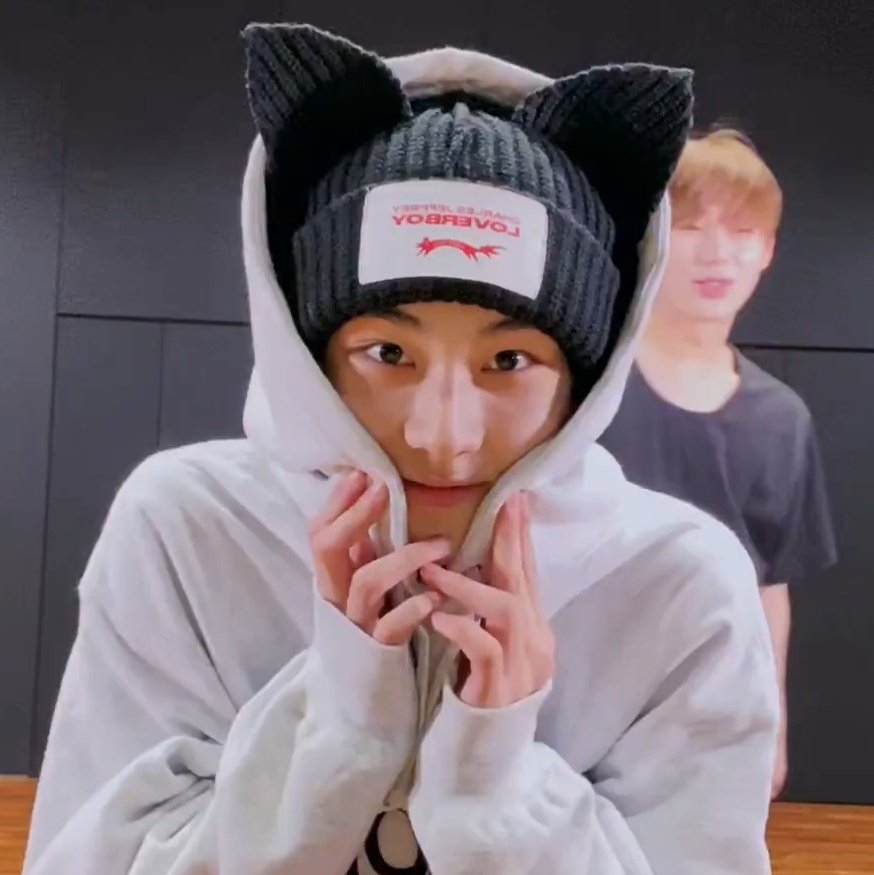 Jungwon bought cat ears beanie, so cute 😭
