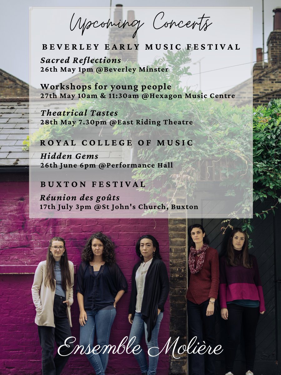 Ensemble Molière (@ensemblemoliere) on Twitter photo Exciting performances coming up in the next few months! Please visit our website ensemblemoliere.com/whats-on for more info👆🏻
<a href="/yorkearlymusic/">NCEM</a> <a href="/RCMLondon/">Royal College of Music</a> <a href="/BBCRadio3/">BBC Radio 3</a> <a href="/BuxtonFestival/">Buxton International Festival</a> Exciting performances coming up in the next few months! Please visit our website ensemblemoliere.com/whats-on for more info👆🏻
<a href="/yorkearlymusic/">NCEM</a> <a href="/RCMLondon/">Royal College of Music</a> <a href="/BBCRadio3/">BBC Radio 3</a> <a href="/BuxtonFestival/">Buxton International Festival</a>