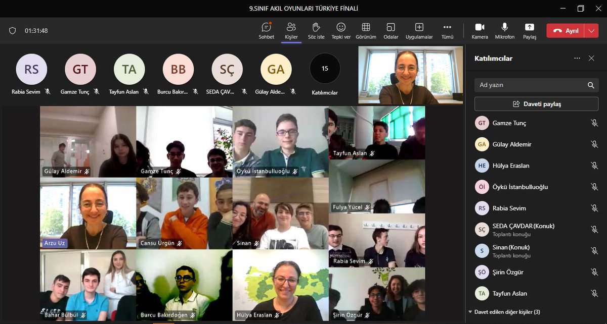 9. Sınıf Akıl Oyunları Finali tamamlandı
1.liği İncek🥇
2.liği Isparta&amp;Acıbadem🥈
3.lüğü Giresun🥉
Kampüslermizin aldığı yarışmamızdaki tüm öğrencilerimizi tebrik eder, öğretmenlerimize teşekkürlerimi iletirim 🙏🏻 #doğamızdamatematikvar❤️