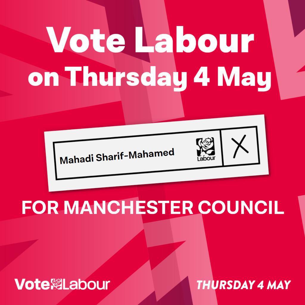 1 day to go before Polling Day on the 4th May.

#VoteMahadi

#VoteLabour 

#MossSide