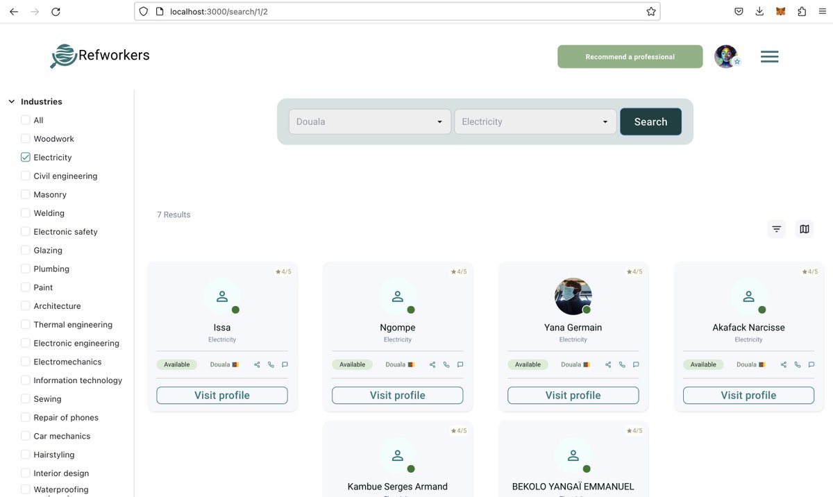 jessicanono1's tweet photo. Quelques points sur la nouvelle version de @refworkers:
Le filtre de gauche restera ouvert par défaut.
À droite vous allez pouvoir filtrer les pros selon la reactivité aux solicitations et aussi la note.
À côté la map, que je vous montrerai bientôt.
#refworkers #afrique https://t.co/sC1ziMI5vQ