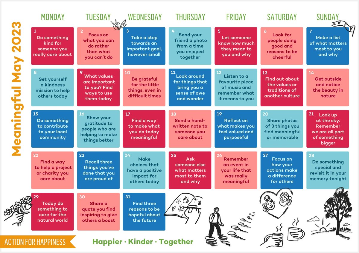 The latest <a href="/ActionHappiness/">Action for Happiness</a> calendar has been released, and Meaningful May could be our favourite one yet.

You can save the image in this post, or get a much bigger version with guidance on their website 👇

buff.ly/35KohG4