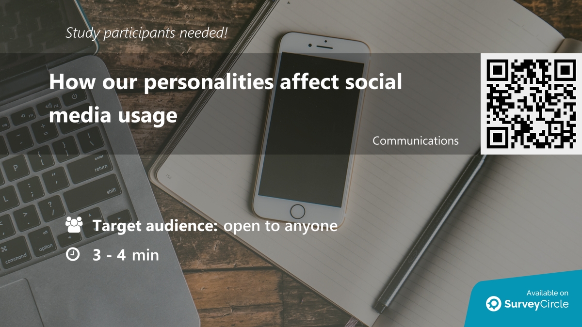 daily_research's tweet photo. Participants needed for online survey!

Topic: "How our personalities affect social media usage" https://t.co/takb8KgTa0 via @SurveyCircle #erasmusuni

#personality #SocialMedia #ActiveUse #PassiveUse #UsesAndGratifications https://t.co/rqb5GAwM0a
