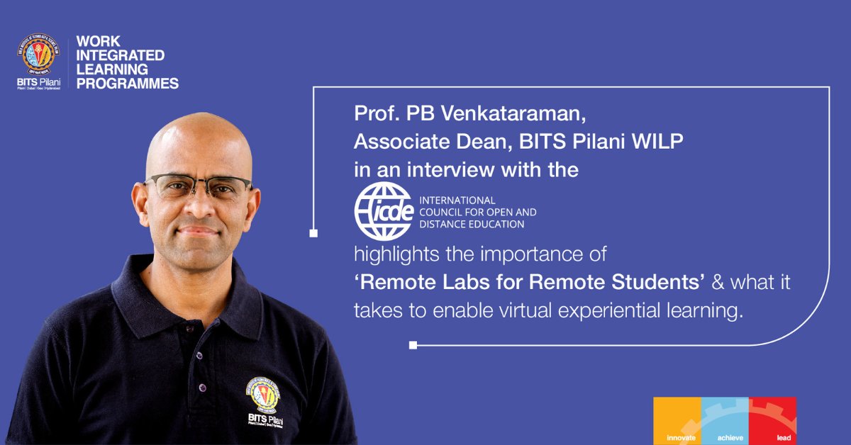 BITS Pilani WILP's Associate Dean Prof. PB Venkataraman shares how the multi-modal, multi-campus university is enabling remote learning through state-of-the-art virtual labs. Learn more: bit.ly/44hzNCx #BITSPilani #WILP #Remotelabs #VirtualLabs #OnlineLearning