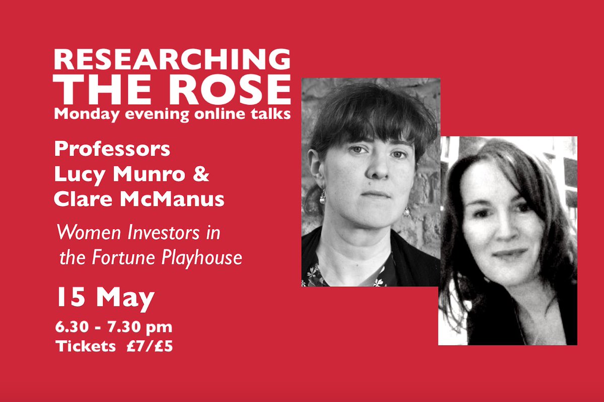 RosePlayhouse's tweet photo. RESEARCHING THE ROSE
Mon 15 May

Professors Lucy Munro &amp; Clare McManus of the @EngenderStage project reveal the remarkable history of women investors &amp; performers at the Fortune Playhouse — the theatre built as the successor to the Rose.

More info: https://t.co/lpCHXoGRBX https://t.co/hPo3t9K9ZA