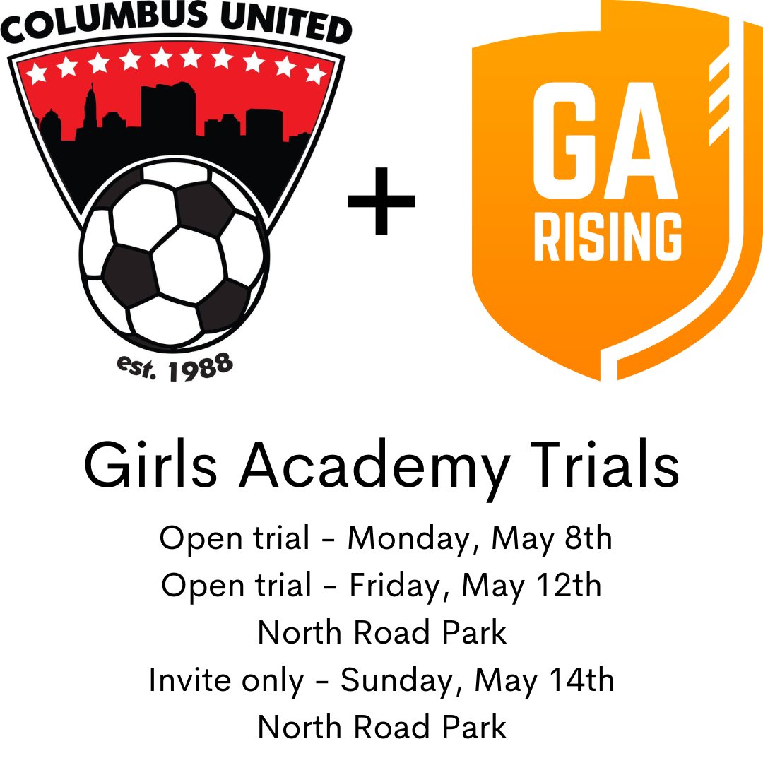 Columbus_United's tweet photo. We are excited to announce that we will be hosting trials for players looking to compete for a spot on our Girls Academy League teams! 
https://t.co/rzMd681VCC https://t.co/e6zY6Vf2vx
