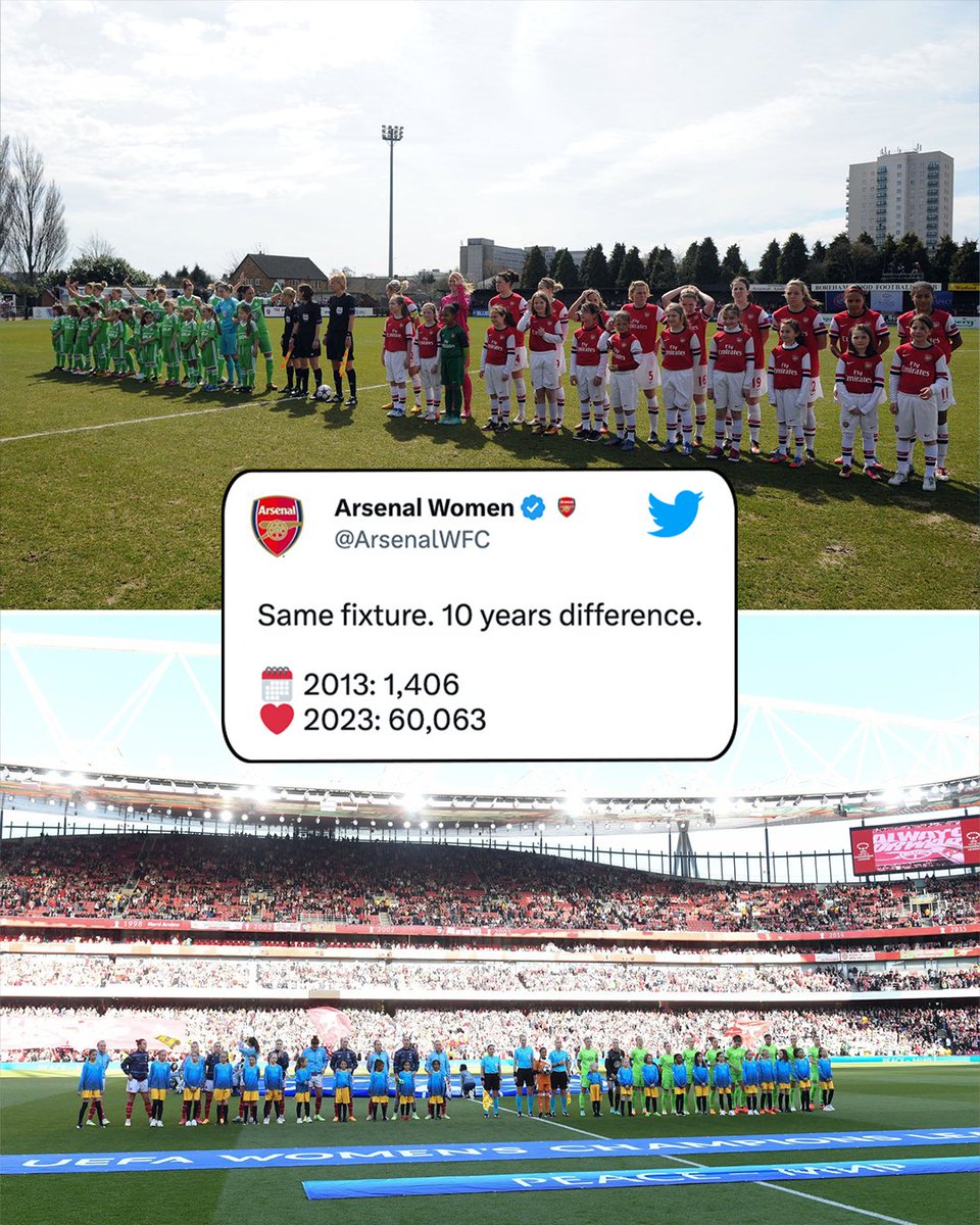 What a difference investing in women's sports makes 🙌 #ThatsaW (via @ArsenalWFC| @espnW)