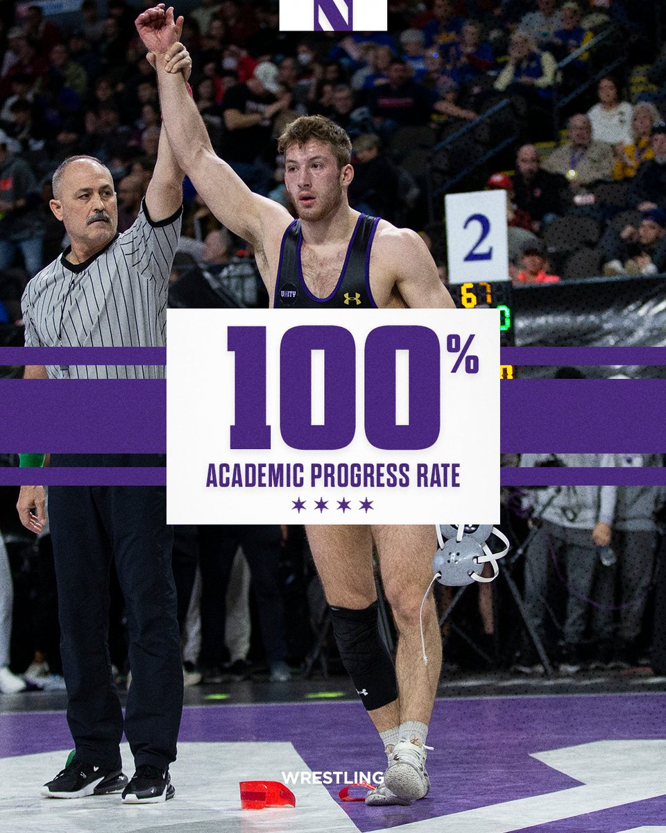 😼 hit the 📚! Northwestern was one of just 4⃣ programs nationally to post a perfect Academic Progress Rate score! #GoCats | #B1GWrestle