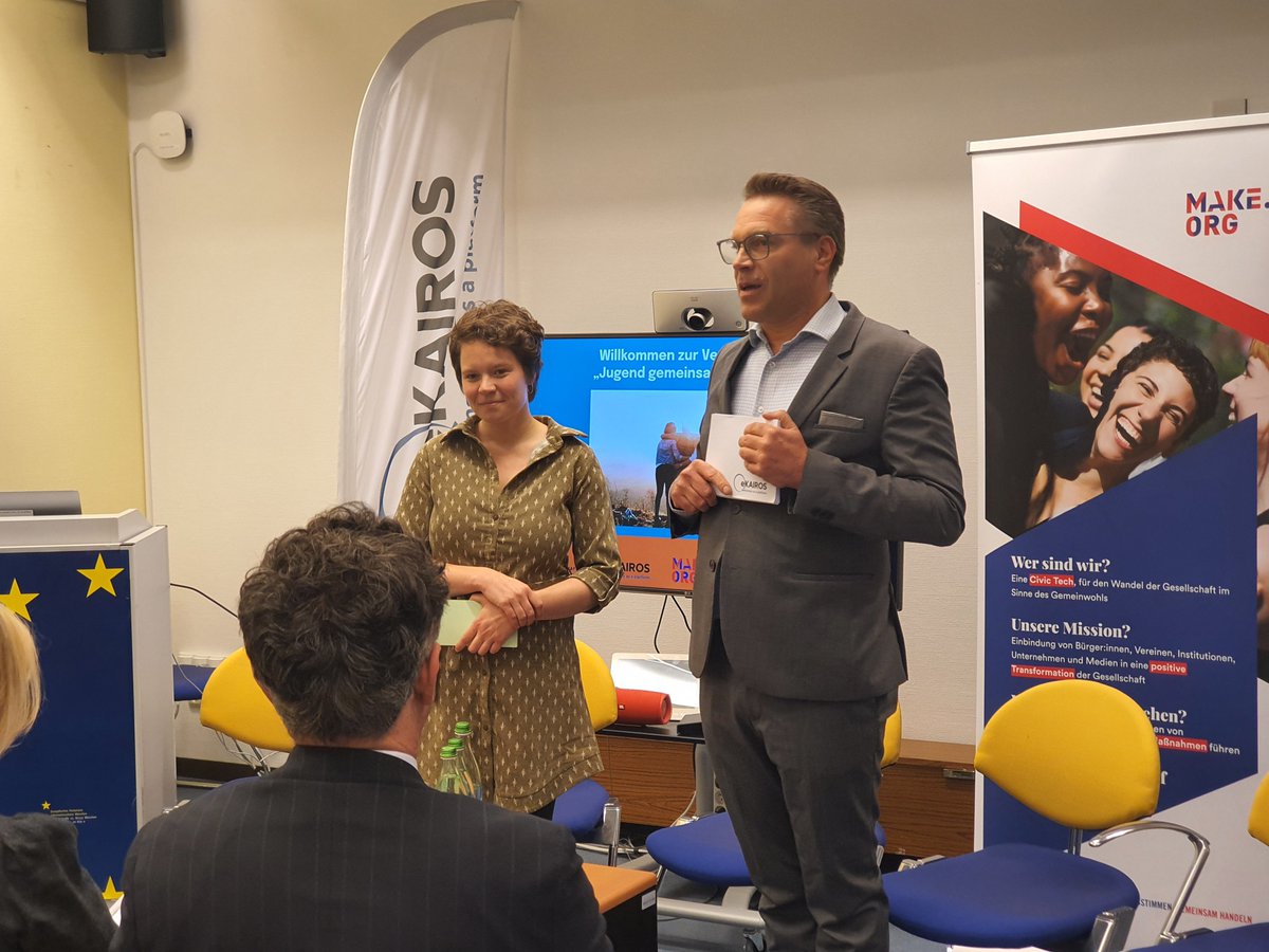 💡 <a href="/InitiativeOG/">Initiative Offene Gesellschaft</a>  <a href="/Make_orgDE/">Make.org DE 🇩🇪</a> und <a href="/eKairos_/">eKairos</a>  präsentieren heute Abend die ersten Ergebnisse der #JugendGemeinsamFürEuropa Konsultation in der EU-Regionalvertretung in München, an der fast 15.000 junge Menschen aus Deutschland und Tschechien beteiligt wurden.