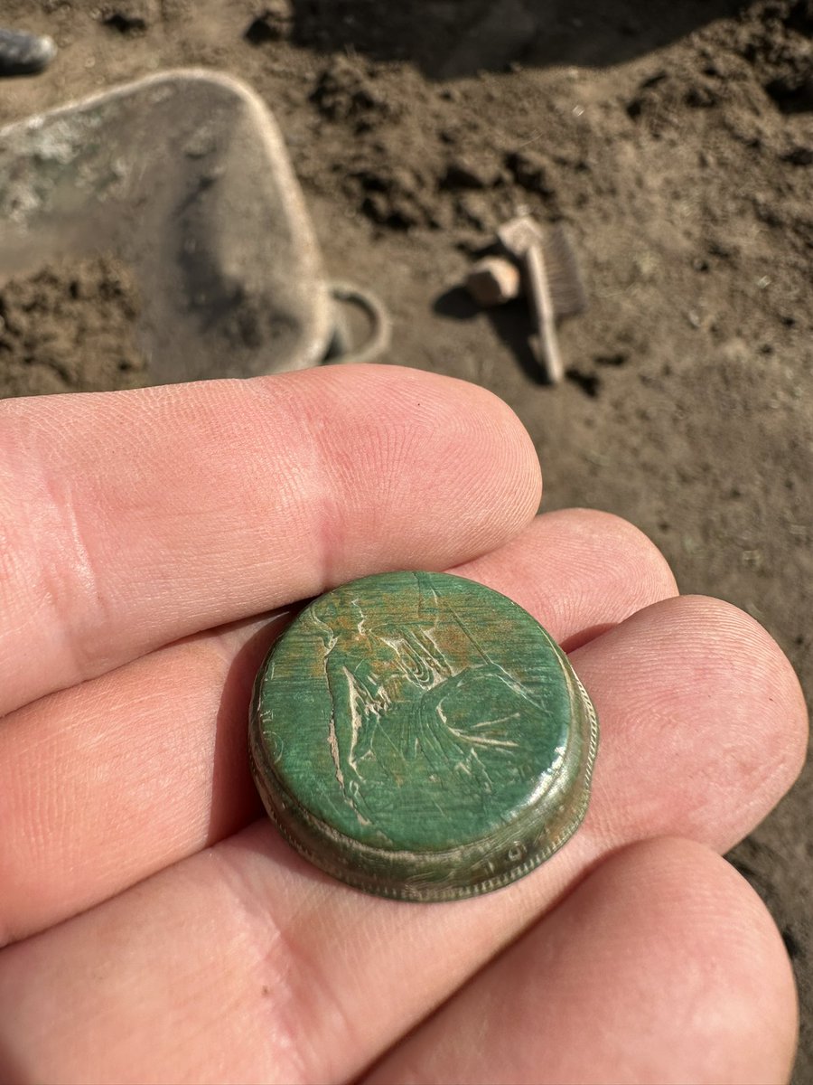 Day 2 on the #bandofbrothers dig &amp; two trenches on the go. One hut found already and motorbike wheel, US Garand clips and rounds and an adapted 1940 British coin amongst lots of other things! Gonna be a good <a href="/thetimeteam/">Time Team</a>