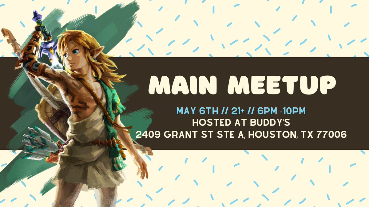 This Saturday is our Birthday Meetup! 🥳 We are having a cute Zelda themed party and we will be giving away a gift card for the Nintendo Eshop so you can buy TOTK! (Or any other game of choice 😎) There is no giveaway entry fee! So come celebrate with us at @buddyshouston