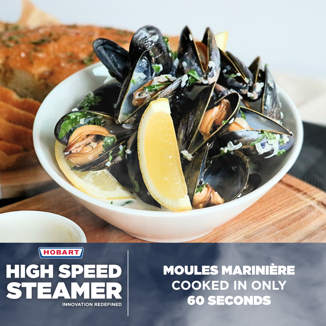 The High Speed Steamer excels at cooking fresh dishes, fast. Moules Marinière is ready in just 60 seconds.

Find out what else it can do here: hobartuk.com/highspeedsteam…

#InnovationRedefined #FreshFood #HighSpeedSteamer