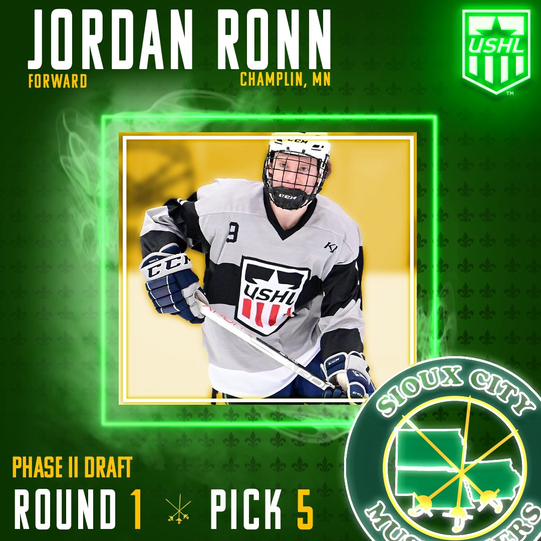 Round 1⃣
Pick 5⃣

We select Jordan Ronn with our first pick of the <a href="/USHL/">USHL</a> Phase II Draft, welcome to Sioux City Jordan!