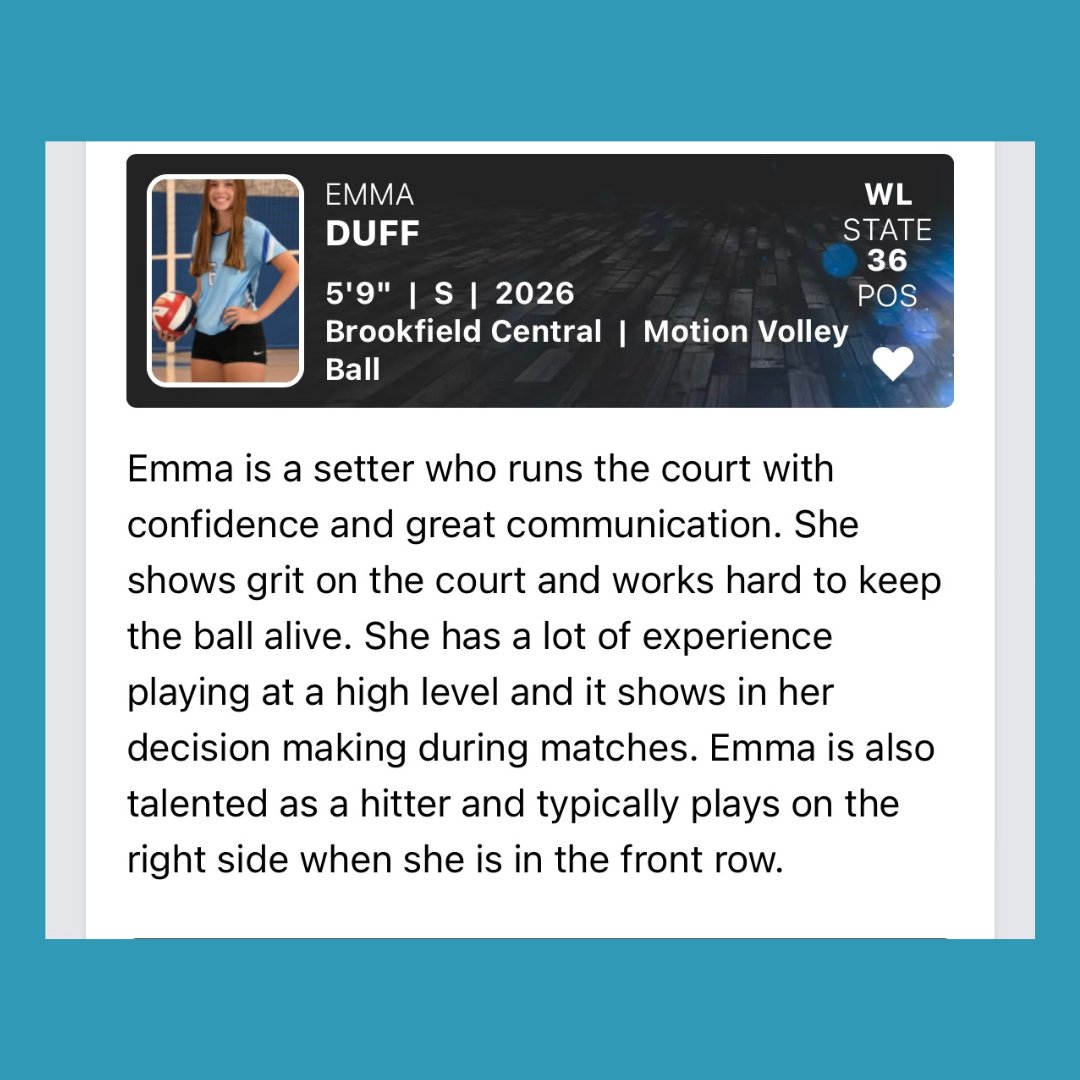 Motion Volleyball Program (@motion_vball) on Twitter photo Congrats to Emma Duff from @mvp_15_blue She has put in a lot of hard work and definitely deserves to be recognized for it. We are so proud of you! <a href="/PrepDig/">Prep Dig 🏐</a> #Volleyball #volleyball #congrats #Congrats #proud Congrats to Emma Duff from @mvp_15_blue She has put in a lot of hard work and definitely deserves to be recognized for it. We are so proud of you! <a href="/PrepDig/">Prep Dig 🏐</a> #Volleyball #volleyball #congrats #Congrats #proud