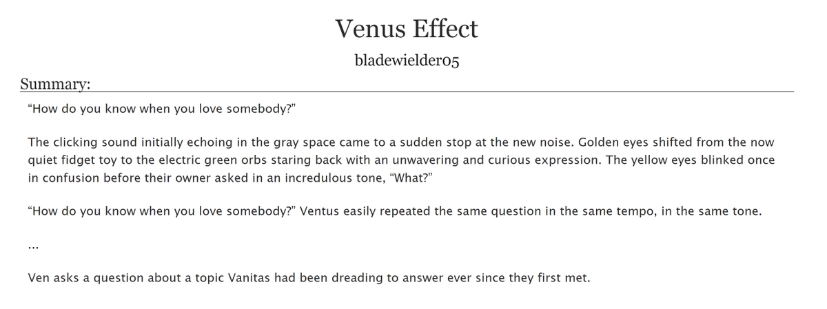 bladewielder05's tweet photo. First time in a zine, but it was an honor to write for @VanVenZine. Hopefully you all enjoy reading it as much as I had writing it. Link is in the replies. https://t.co/6gMl60eTUc