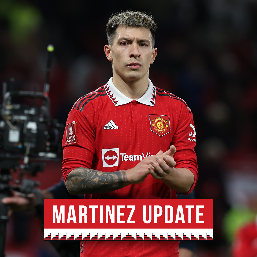 ManUtd's tweet photo. 🚨 The boss has confirmed @LisandrMartinez will miss the #FACup final through injury.

#MUFC
