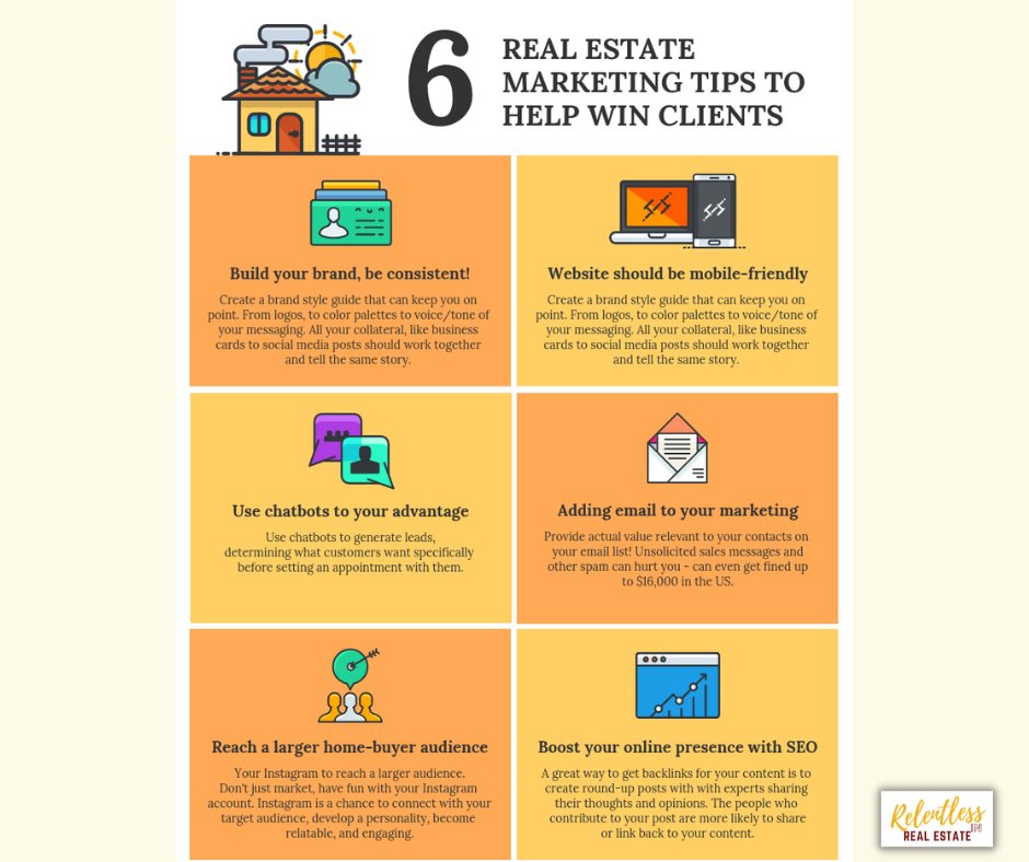 Unlock the door to success in the real estate game with these 6 marketing tips! 🏡💰 From social media savvy to eye-catching visuals, these proven strategies will help you win over clients and close more deals. Let's get moving! 🚀 #realestate #marketingtips #winningclients