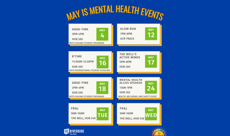 Join The Well, a department under Health Well-being &amp; Safety Organization, in the events and workshops dedicated towards May is Mental Health Month.