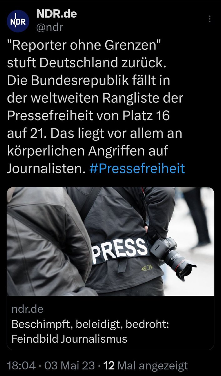 AxelHohl's tweet photo. Oder so:
"Menschen ohne Grenzen" stufen deutschen #Journalismus zurück.
Das liegt vor allem an dem damals einseitigen, pharmafreundlichen Panik- und #Angstjournalismus während der seltsamen #Coronapolitik des Herrn #Lauterbach & Co
#Pandemieaufarbeitung
#Psychologie #Journalismusforschung