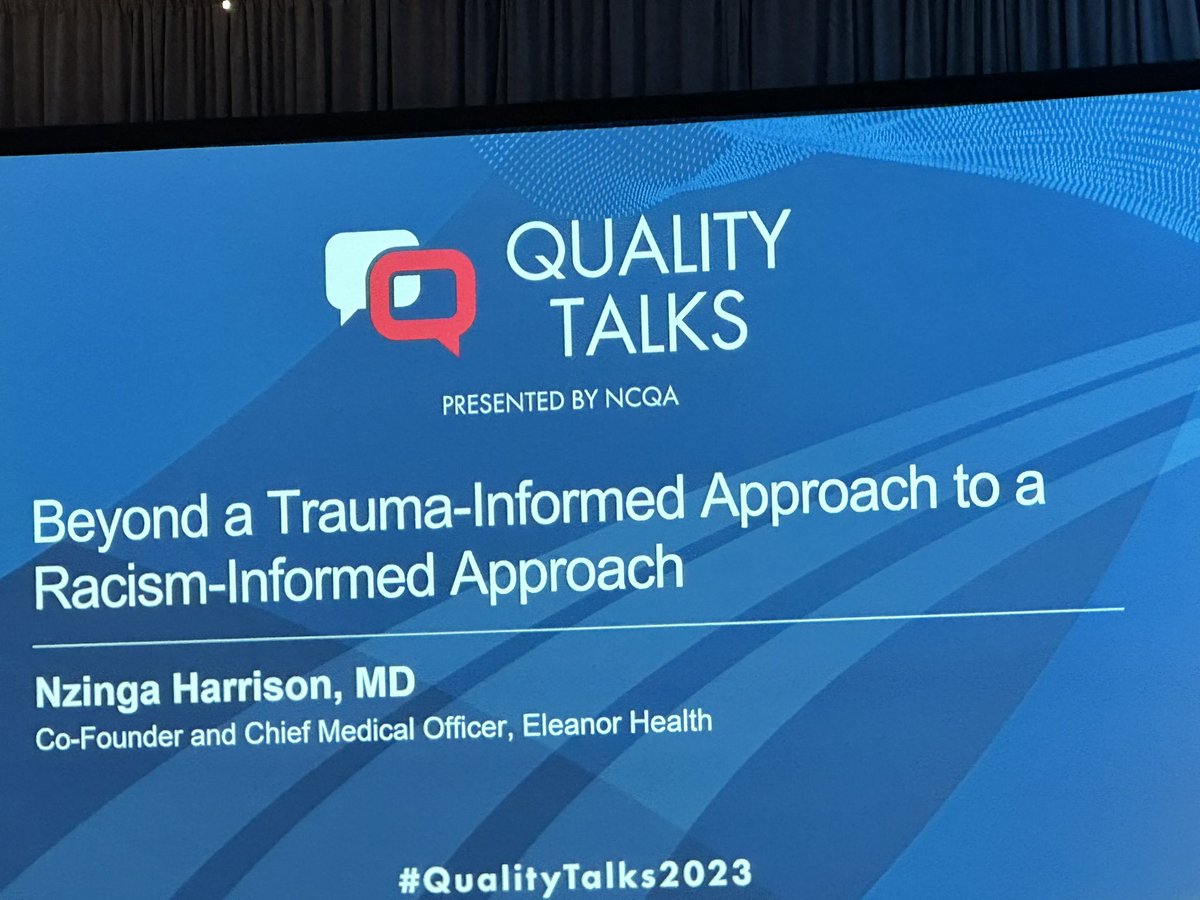 bryanobuckley's tweet photo. .@NzingaMD takes the stage at @NCQA’s #QualityTalks2023 #healthequity #publichealth 

“Racism, discrimination, oppression is trama” https://t.co/FvFUhlFCvW
