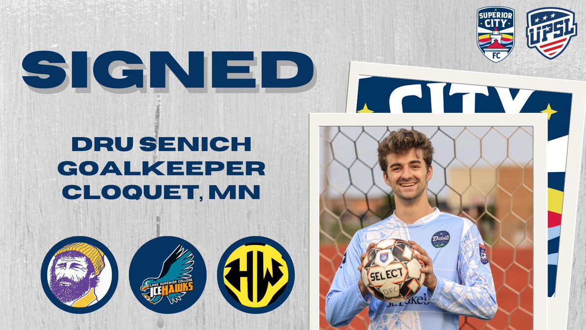 SuperiorCityFC's tweet photo. Hi Goalkeepers 👋
We’re happy to have signed on two Cloquet natives, @Dru_Senich9 and @walkermarquard2. Dru went on to play with @LSCsoccerDuluth and Walker is still a @cec_soccer Lumberjack 👀
#SCFC23 #UPSLsoccer https://t.co/FUwHvJpkQg