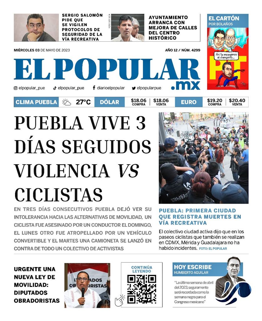ManuViveAC's tweet photo. Muchas gracias🫶 a todos los medios de comunicación que han dado cobertura y voz a las movilizaciones #ciclistas en #Puebla🚲

Gracias a su trabajo podemos construir una opinión pública sensible, buscamos ciudades más humanas 🕊️  #NiUnaMuerteVialMás https://t.co/b9t9ZNG7z5