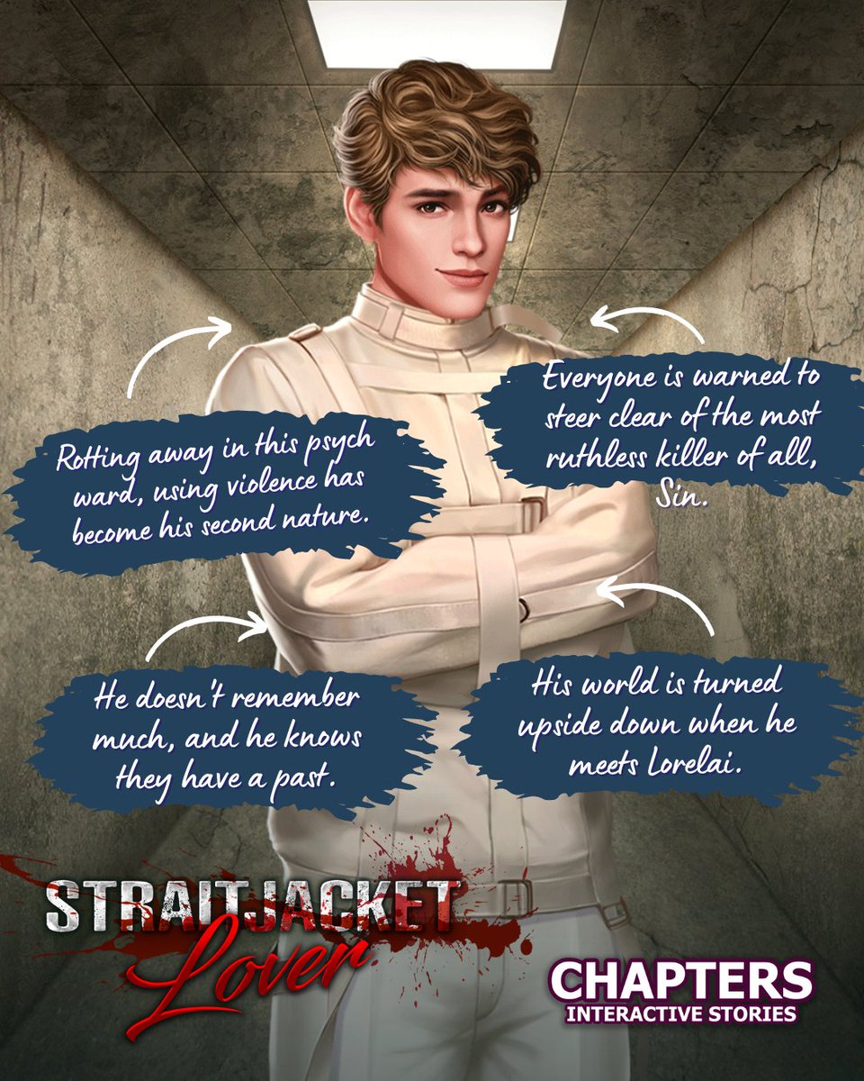ChaptersGame's tweet photo. Straitjacket Lover NOW on Chapters! π
Meet Lorelai, locked in a psych ward for a crime she can't remember committing.
Meet Sin, the ruthless killer she must work with to solve the mystery. π±
#StraitjacketLover is a dark & thrilling ride on #ChaptersInteractiveStories https://t.co/KwhMTxOclw