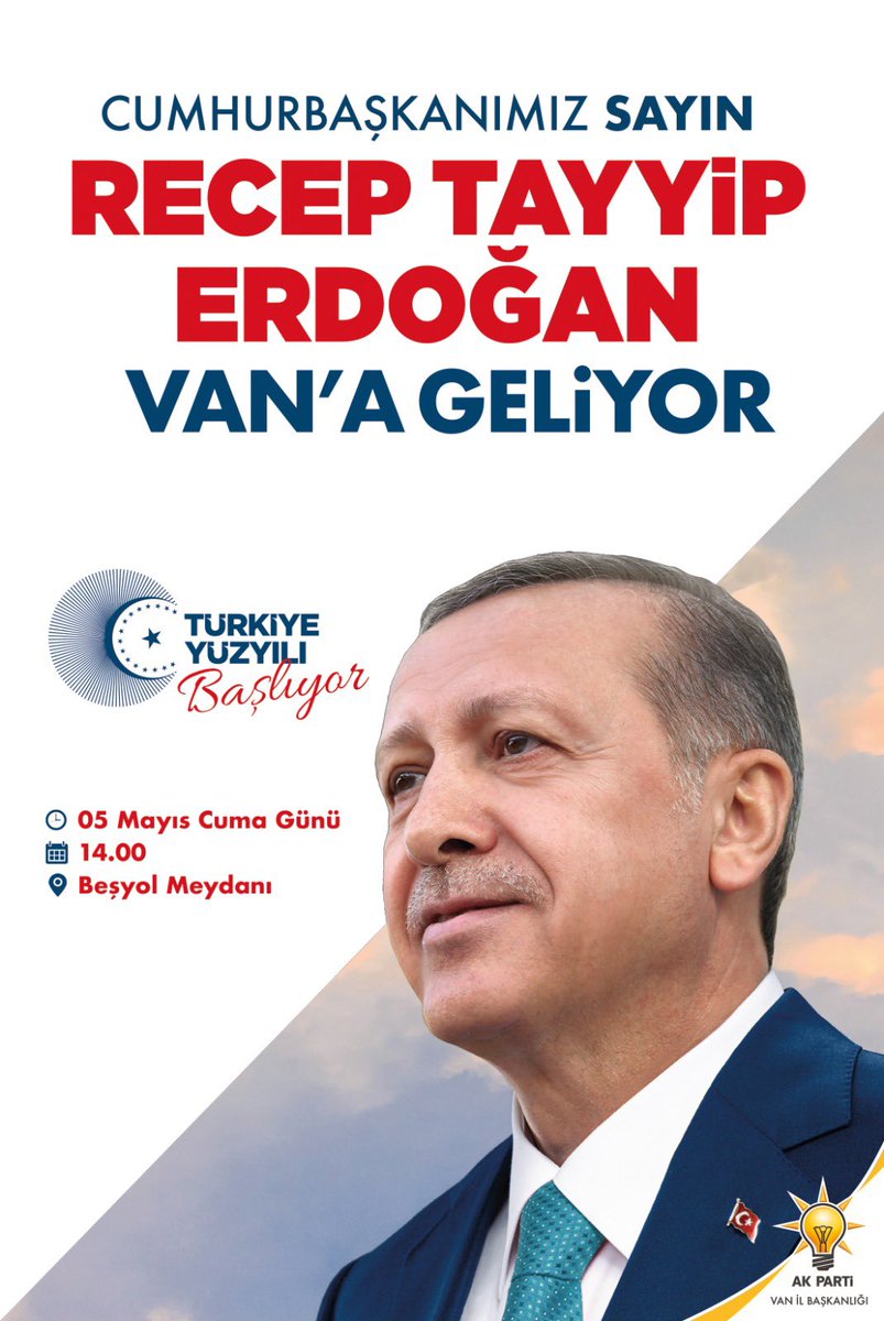 K_Turkmenoglu_V's tweet photo. Van, Yüzyılın Mitingine hazır!
Van, #TürkiyeYüzyılı'na hazır!

Liderimiz, Cumhurbaşkanımız Sn. @RTErdogan'ın teşrifleriyle gerçekleşecek olan Van Mitinginde hep birlikte buluşalım

📅 05 Mayıs Cuma Günü
⏱️ 14.00
📍Beşyol Mevki https://t.co/Ni2i2iMv0m
