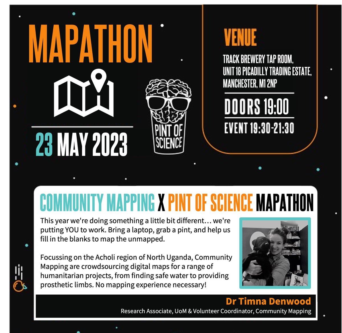 🗺 MAPATHON 🗺 

Map the unmapped with us! This event is a first for #pint23 Bring along your laptop and help <a href="/UoM_MCGIS/">MCGIS</a> to create maps of previously unmapped areas, to address chronic humanitarian crises such as those in Uganda. Make a difference - bring your laptop and go!