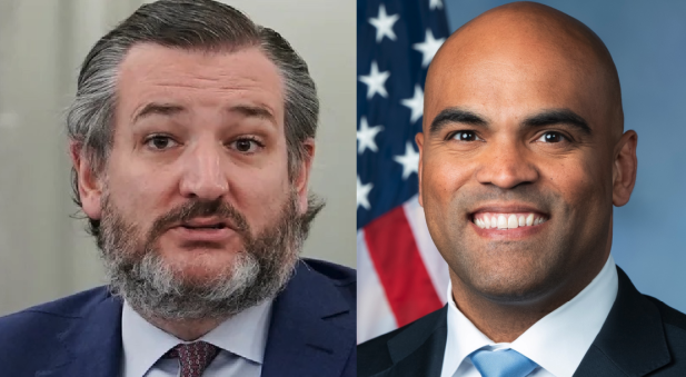 BREAKING: Sen. Ted Cruz's nightmare comes to pass as superstar Democratic Rep. Colin Allred of Texas announces that he will run for Cruz's Senate seat in 2024. Allred has been in Congress for three terms and is a former NFL player, providing a sharp contrast to the fake portrait