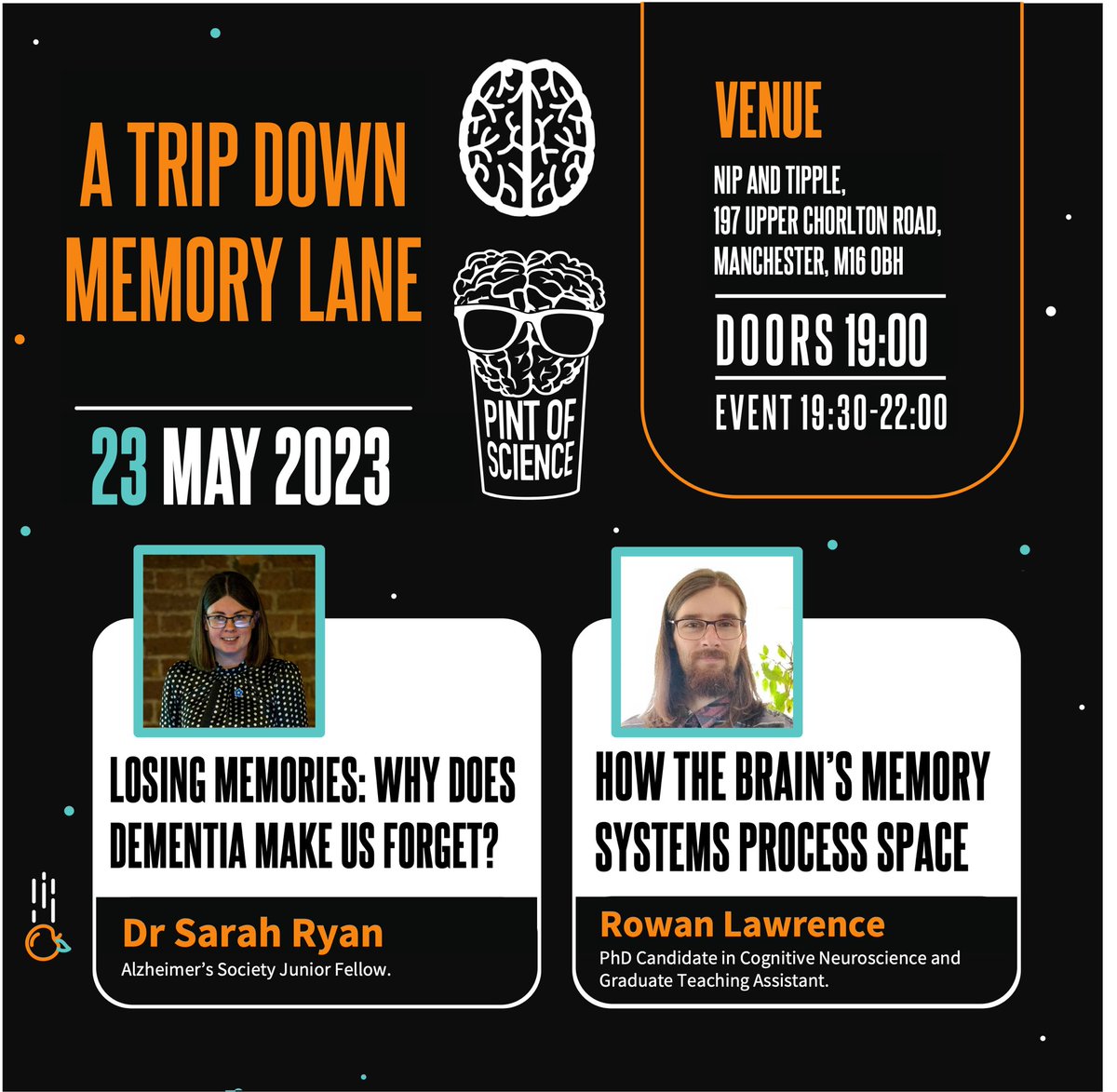 🧠 A TRIP DOWN MEMORY LANE 🧠 

🤔 Can you remember your 7x table?
🤔 Do you remember the route from your childhood home to your primary school?

The way our brain forms memories still baffles scientists today. How does this work and what happens when we start to forget? #pint23