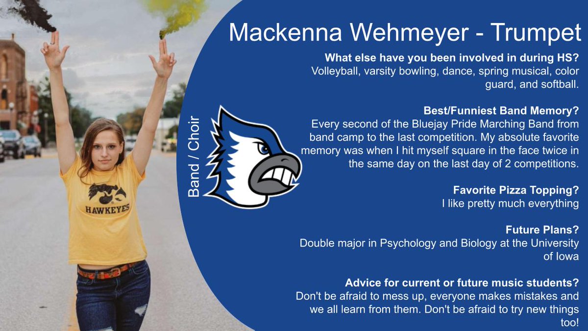BFChoir's tweet photo. Today's Senior Spotlight is Mackenna Wehmeyer. https://t.co/8Jims80n3D