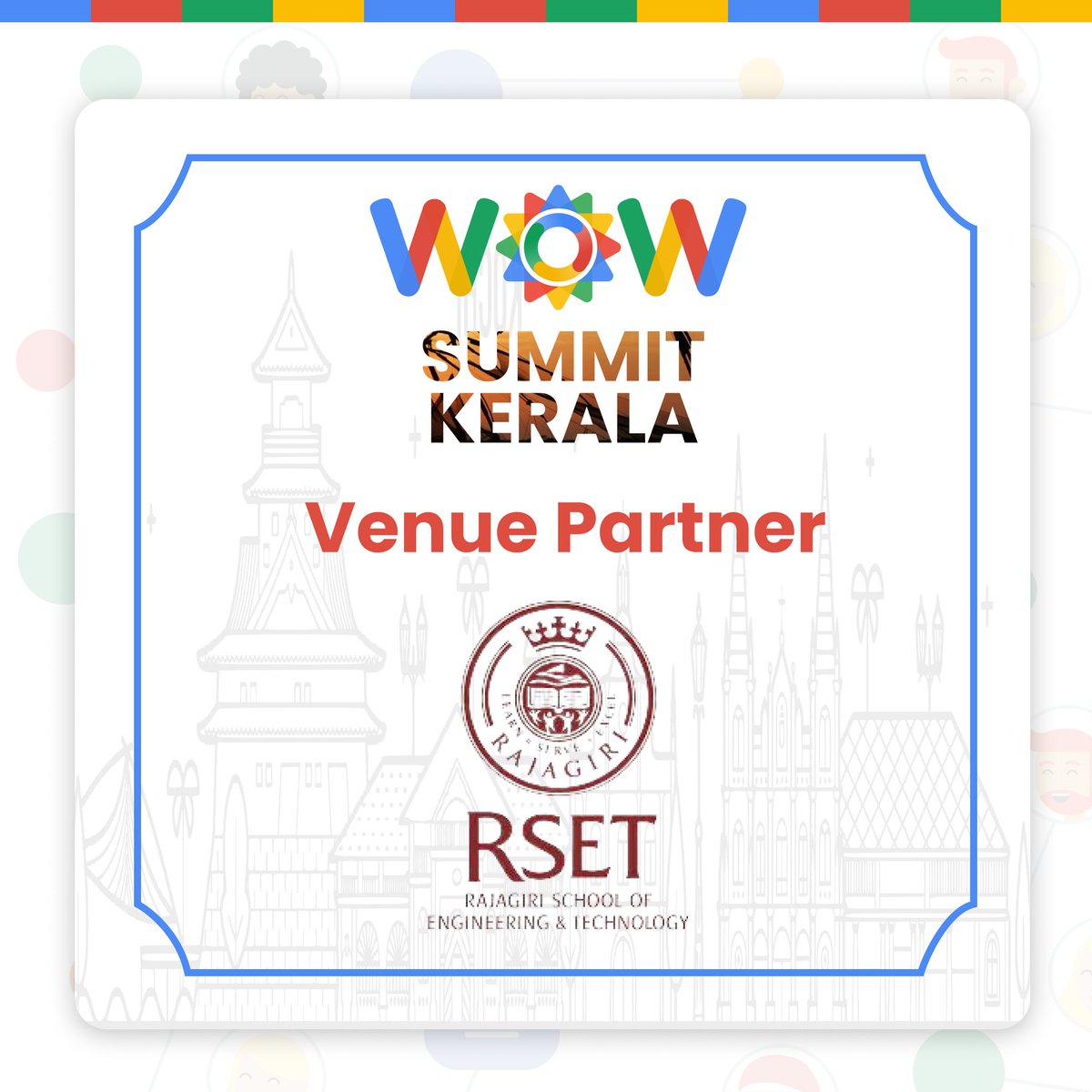 GdscKerala's tweet photo. We are thrilled to announce our venue partners Rajagiri School of Engineering & Technology(RSET) who are joining our mission to provide you with the best event experience possible on WOW Summit.
#gdscwow #letswow #wowkerala #wownearyou #wow2023 #wowkochi #wowtvm #technology https://t.co/Qs2qwkI3Rf