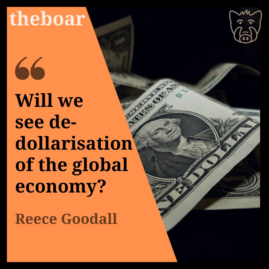 BoarFinance's tweet photo. Reece Goodall discusses the potential move away from one of the world's biggest currencies.
Link: https://t.co/MPNoJWmcwn
Image: Unsplash
#Dedollarisation #finance #financenews https://t.co/EDB74EDRjS