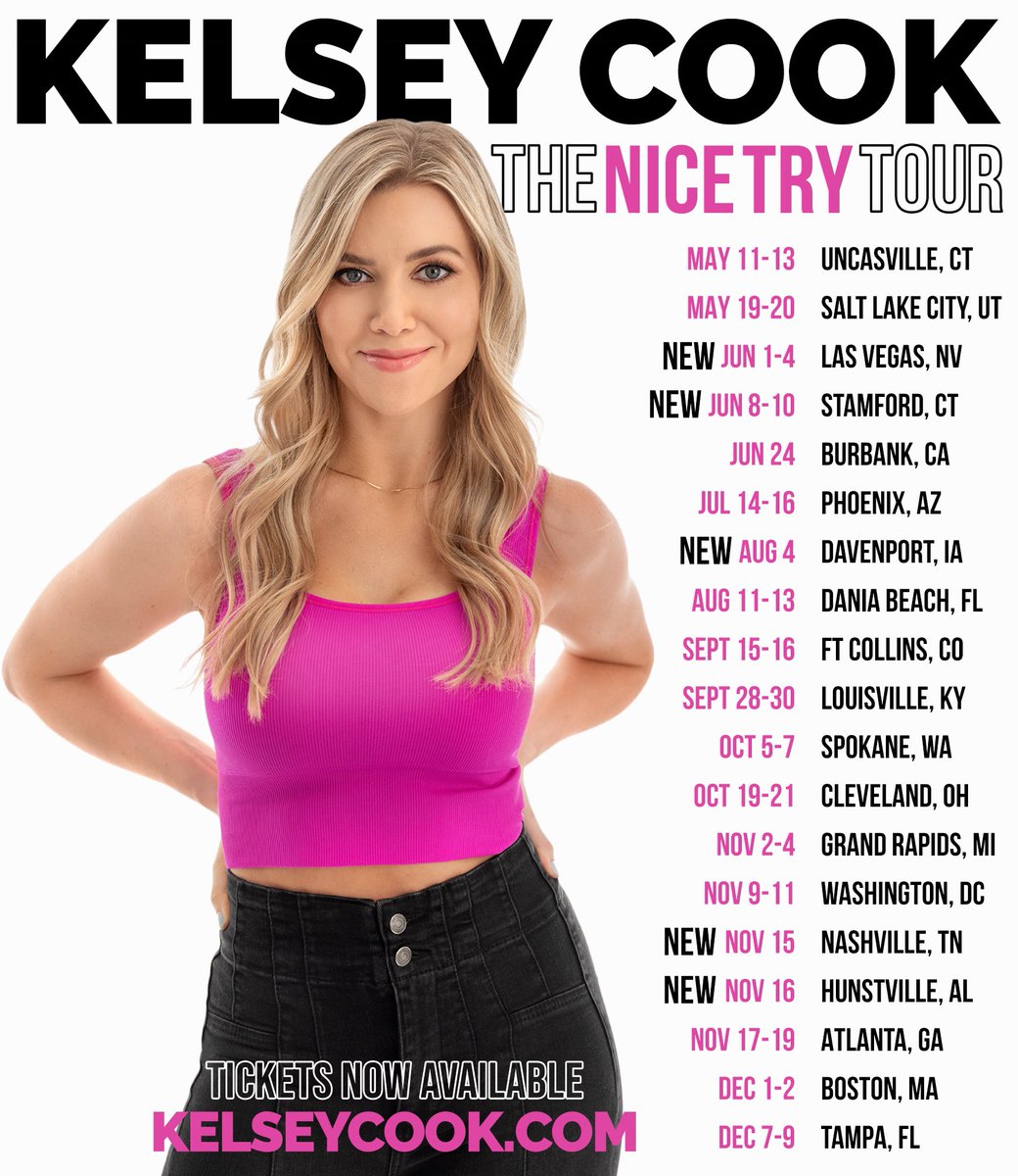 NEW DATES ADDED! 💥 as always, if you don’t see your city, let me know where you want me to go and I’ll try to make it happen! Get tickets here 👉🏻🎫 
kelseycook.com/tour