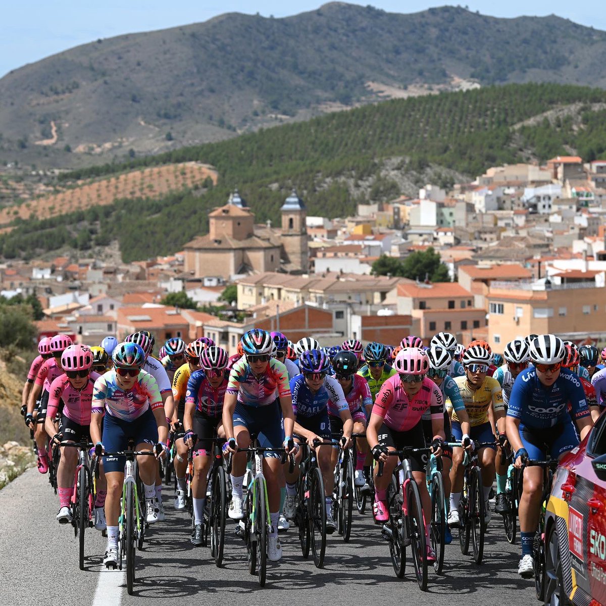 team_TS_TTT's tweet photo. Almost halfway through the Vuelta Femenina. It’s been a tough week of racing for our squad but more racing is ahead to make up for it. Three stages down, four to go. https://t.co/U0tFQkz8A8