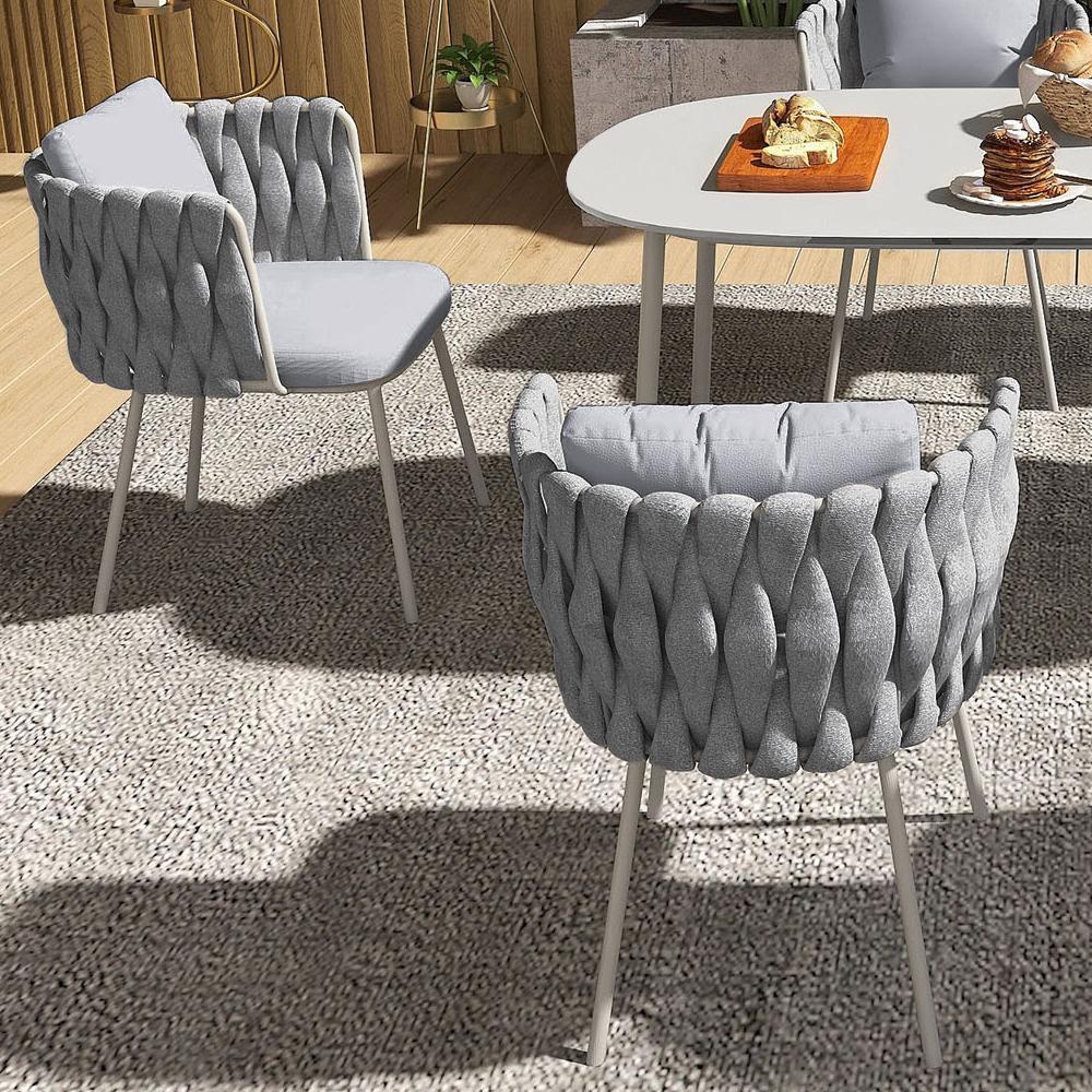 Bring a touch of modern elegance to your outdoor space with our Mid Century Modern Outdoor Patio Armchairs. The combination of rattan and aluminum alloy creates a durable yet stylish design that will impress your guests. #outdoordining #patiochairs #modernstyle