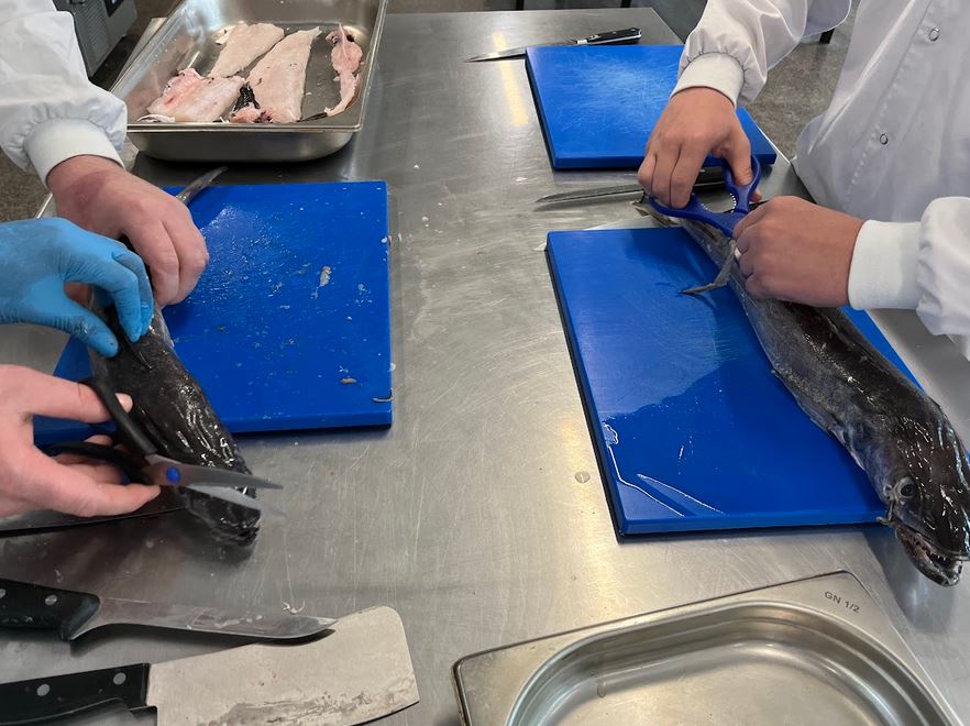 Els alumnes de 1r de #CFGM d’Elaboració de Productes Alimentaris ja han començat a treballar el despecejament del #peix. En concret amb #lluç i #berat. Molt aviat us presentarem plats espectaculars! <a href="/insguissona/">Institut de Guissona</a> #formaciódual #cuinademar #fp #epa