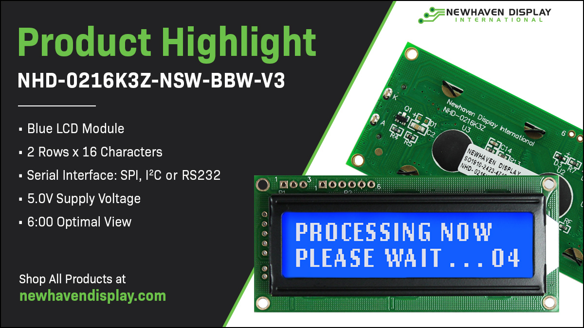 NewhavenDisplay's tweet image. 💙 This LCD module showcases the popular 2x16 character size, bright blue color, and supports the sought-after SERIAL interface with I2C, SPI or RS232(TTL). 

In-stock 🛒 ✔️~ bit.ly/3LPMWeD

#LCD #technology #blueLCD #serialinterface #spiinterface #i2cinterface #1602LCD