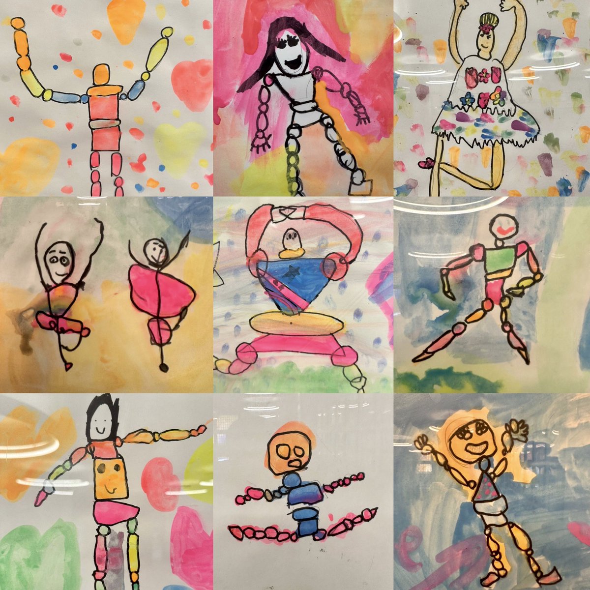 KingsleyBoston's tweet photo. Loving these #KingsleyVisualArts pieces by our K students. They have been studying the human form with Ms. Ana. #KingsleyEarlyChildhood #NeonArt https://t.co/lvDYMupwzA