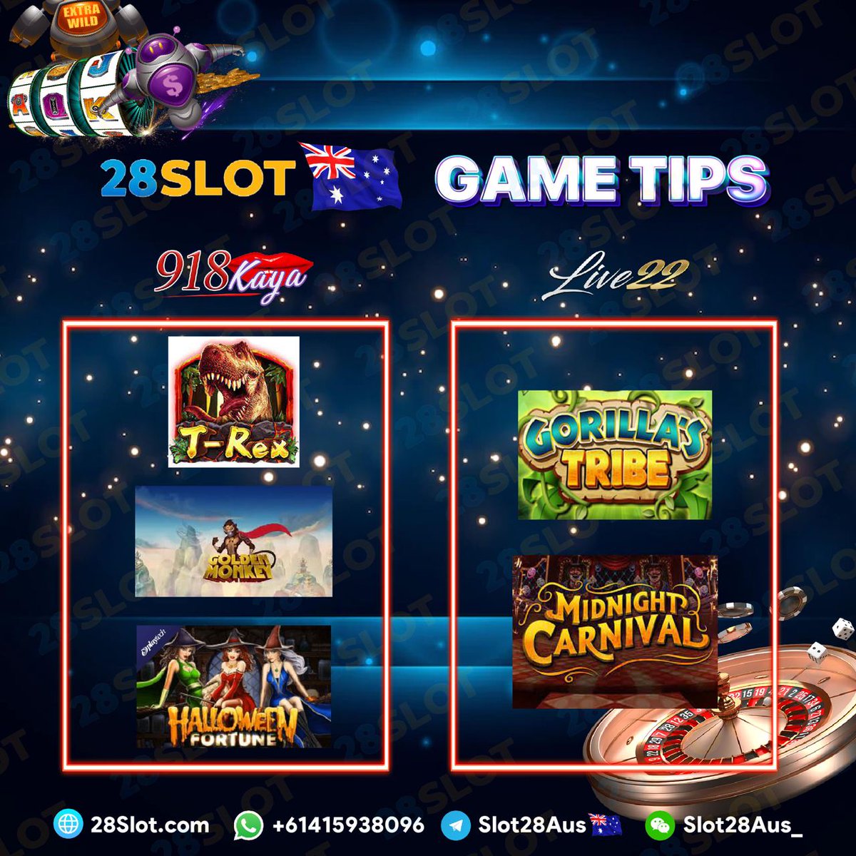 28SLOTAUS's tweet photo. 📷 28Slot AUS   
Win rate: 85.27% -90.31%
📷WhatsApp https://t.co/qvVJ1GT7Q1 
📷Telegram :  https://t.co/iYptv8BAGR
#OnlineCasino #slots #pokies #virtualcasino #onlinebetting #OnlineSlots #gamblingonline #aussiecasino #onlinemoney https://t.co/WJhPO8JMJ8
