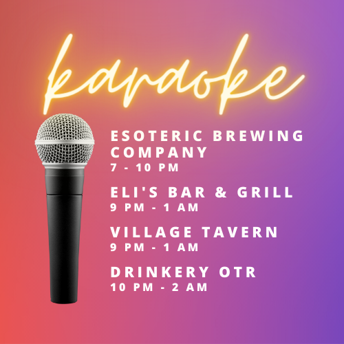 Let’s celebrate that you made it through half the week with some karaoke tonight!

#drinkery #ohiobars #wednesdaynight #karaokebars #karaoketime #karaokedj #ohiodj #humpday #villagetavern #westchester #walnuthills #localbars #supportsmallbusiness