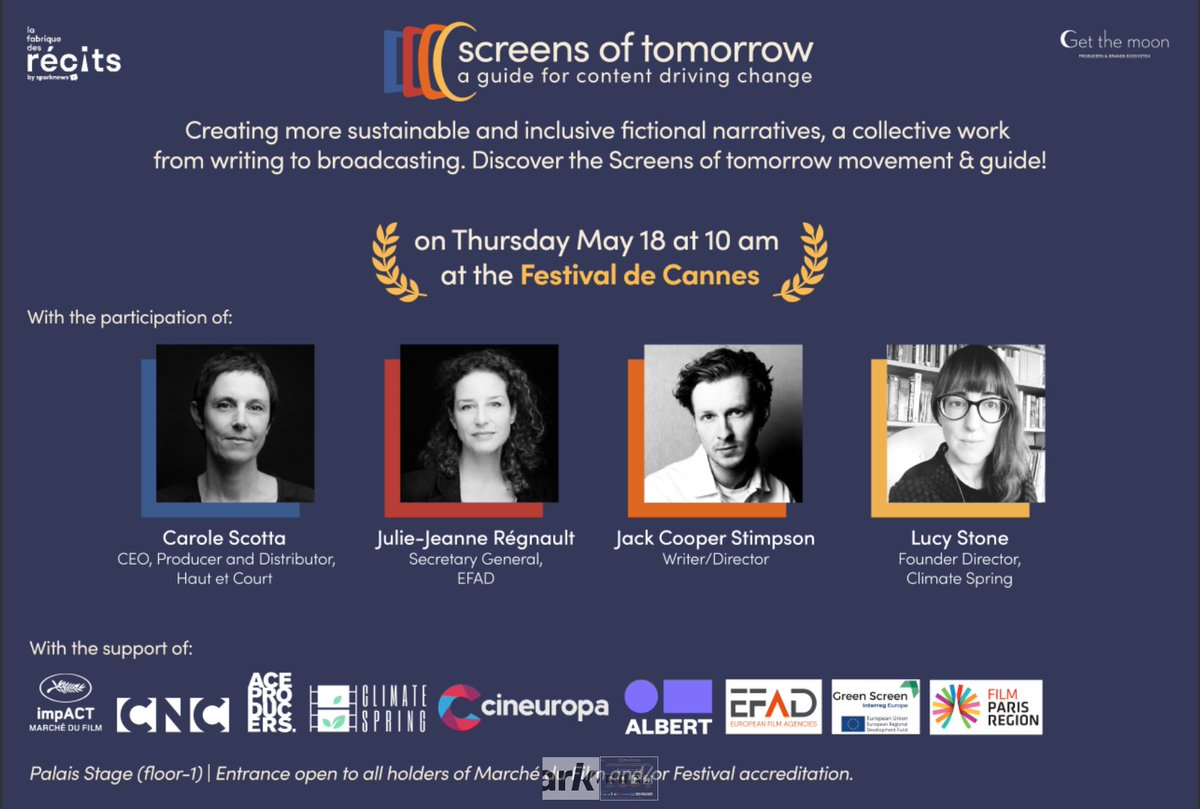 Bonjour. I'm off to @Festival_Cannes and will be speaking on this panel, discussing the joys and nuances of climate storytelling. Thrilled to be in such good company for this!