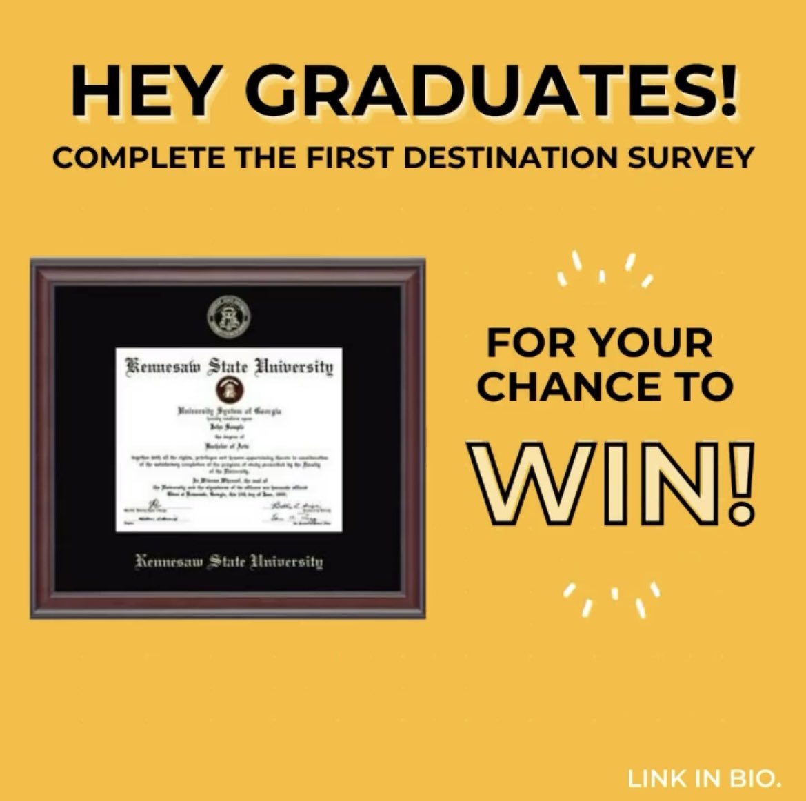 Going to graduate school? Landed a full-time gig? Tell us all about it in the First Destination Survey. Graduating seniors for Spring 2023 who complete it by December 31st will be entered to win the featured prize. 
Survey will be available via Handshake shortly before Graduation